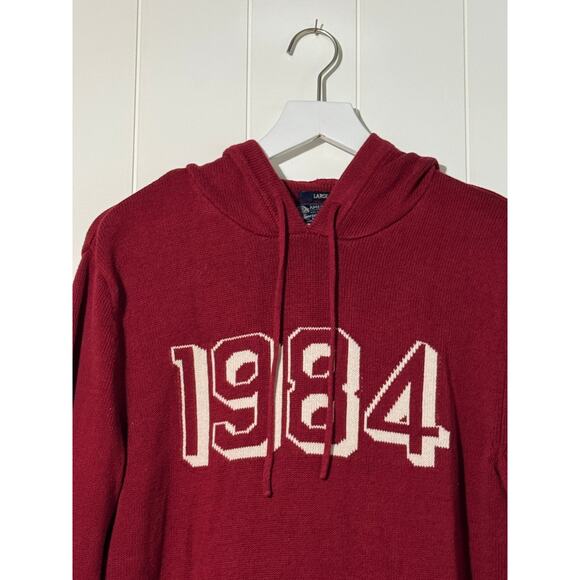 American Rag Sweater Drawstring Hood Red Cotton Size Large - Picture 3 of 6